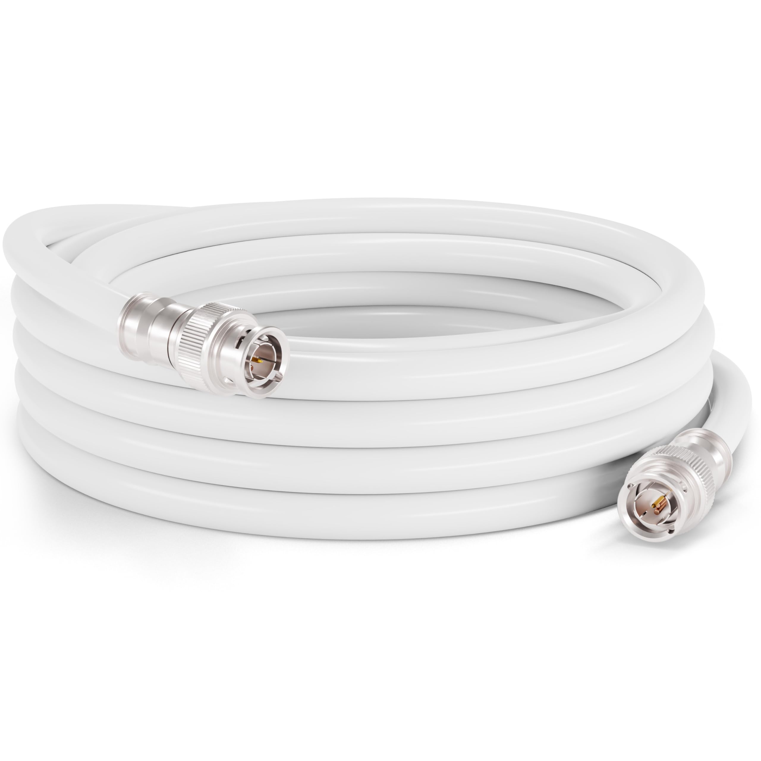 BNC Cable, White RG6 HD-SDI and SDI (with 2 Male BNC Connections) - 75 Ohm, Professional Grade, Low Loss - 30 Feet (30')