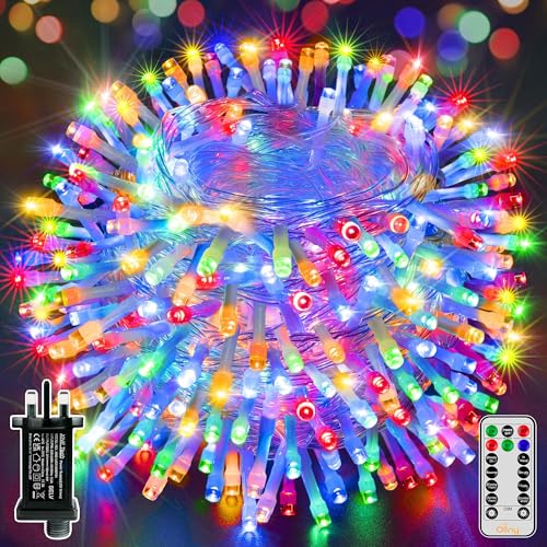 Ollny Christmas Tree Lights Outdoor Indoor, 40m 400LED Fairy Lights Mains Powered, Multicoloured Xmas String Light Waterproof with Timer/8 Modes/Remote/Dimmable for Outside/Garden/Window Decorations