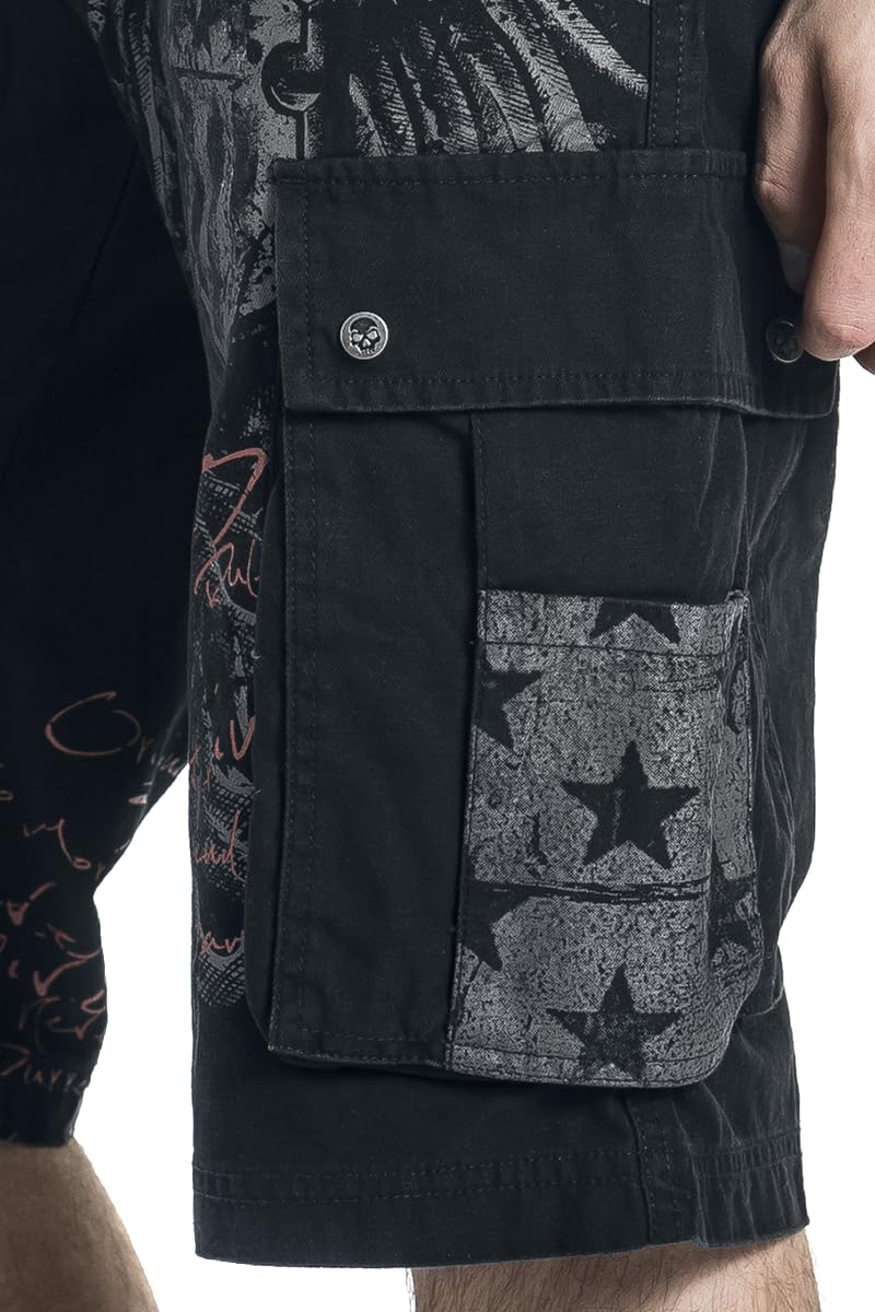 Rock Rebel by EMP Herren Schwarze Shorts mit rockigem Print