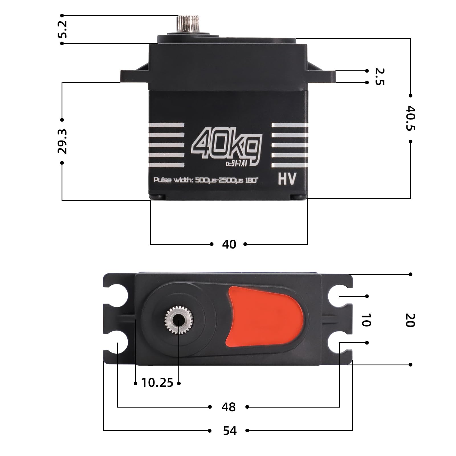 Binghe 40KG Digital Servo – 2 Stück, Metallgetriebe, Wasserdicht IP65, Für RC-Cars & Roboter