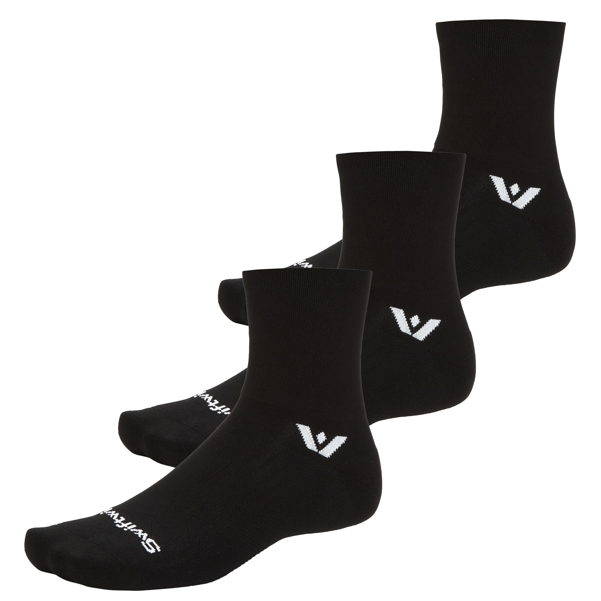 Swiftwick- ASPIRE (3 Pairs) Quarter Crew Cycling &amp; Trail Running Socks, Compression Fit