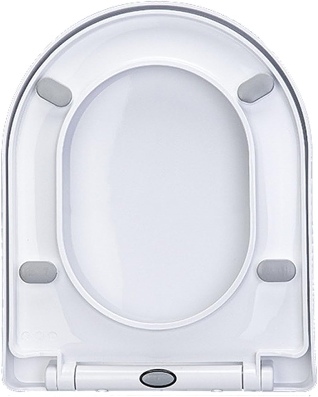 Soft Close D-Shape Toilet Seat with Quick Release, White, Adjustable Hinges, Easy Clean, Size 34 * 42Cm