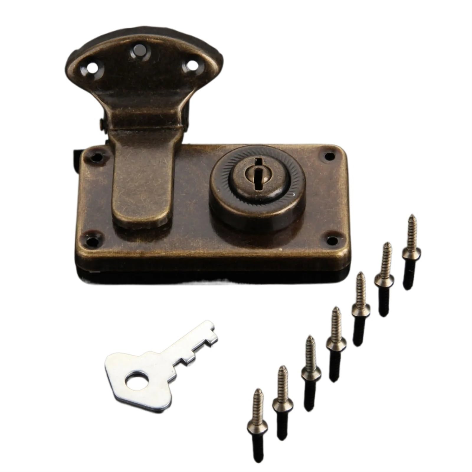 Zwcshuu One Color Padlock Latch Vintage Wooden Box Lock Antique Furniture Latches Decorative Hasp Jewelry Suitcase Latch Toggle With Key Screw