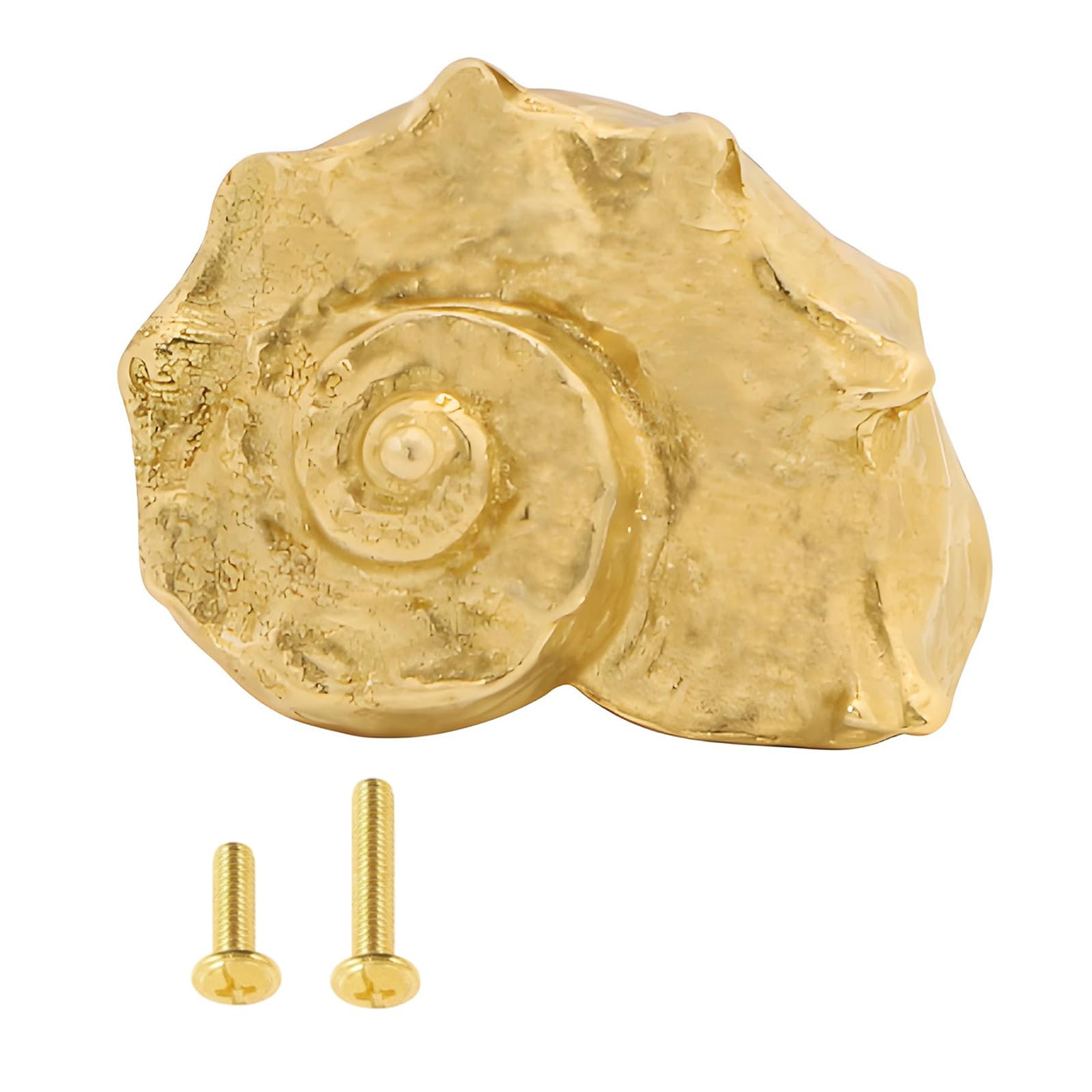 Zbiianxer Primary Color Brass Dressers Knob Unique Kitchen Cabinet Door Handle Wardrobe Pulls Conch Shape Drawer Furniture Hardware Brass Cabinet Pull And