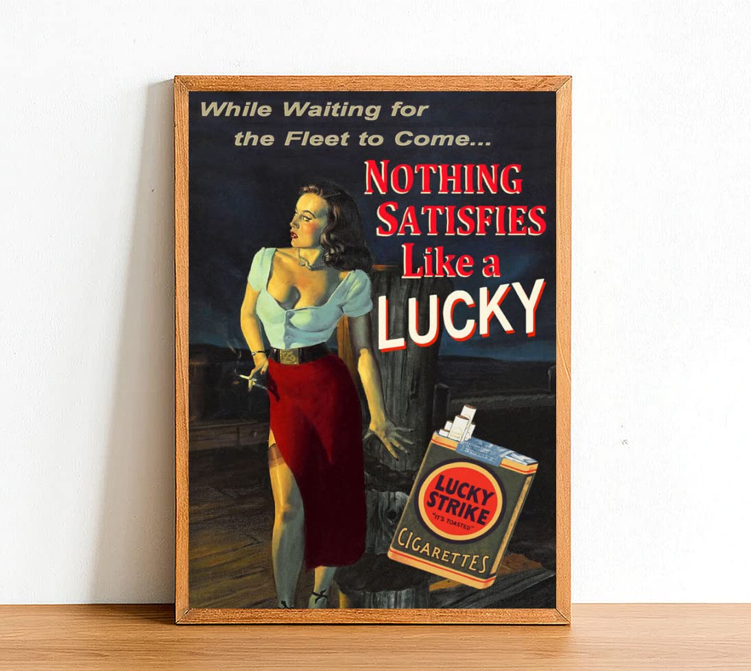 Multicolor Vintage Poster Advertising Lucky Strike Cigarettes Photo Wall Art Picture Poster A4