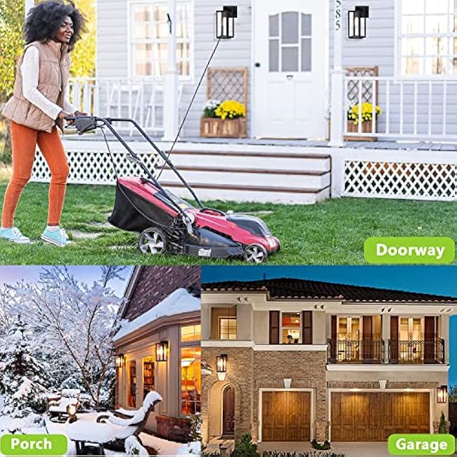 Outdoor Lights Wall Lantern Porch Light Fixtures Wall Sconce Wall Lights Clear Glass Black 2-Pack