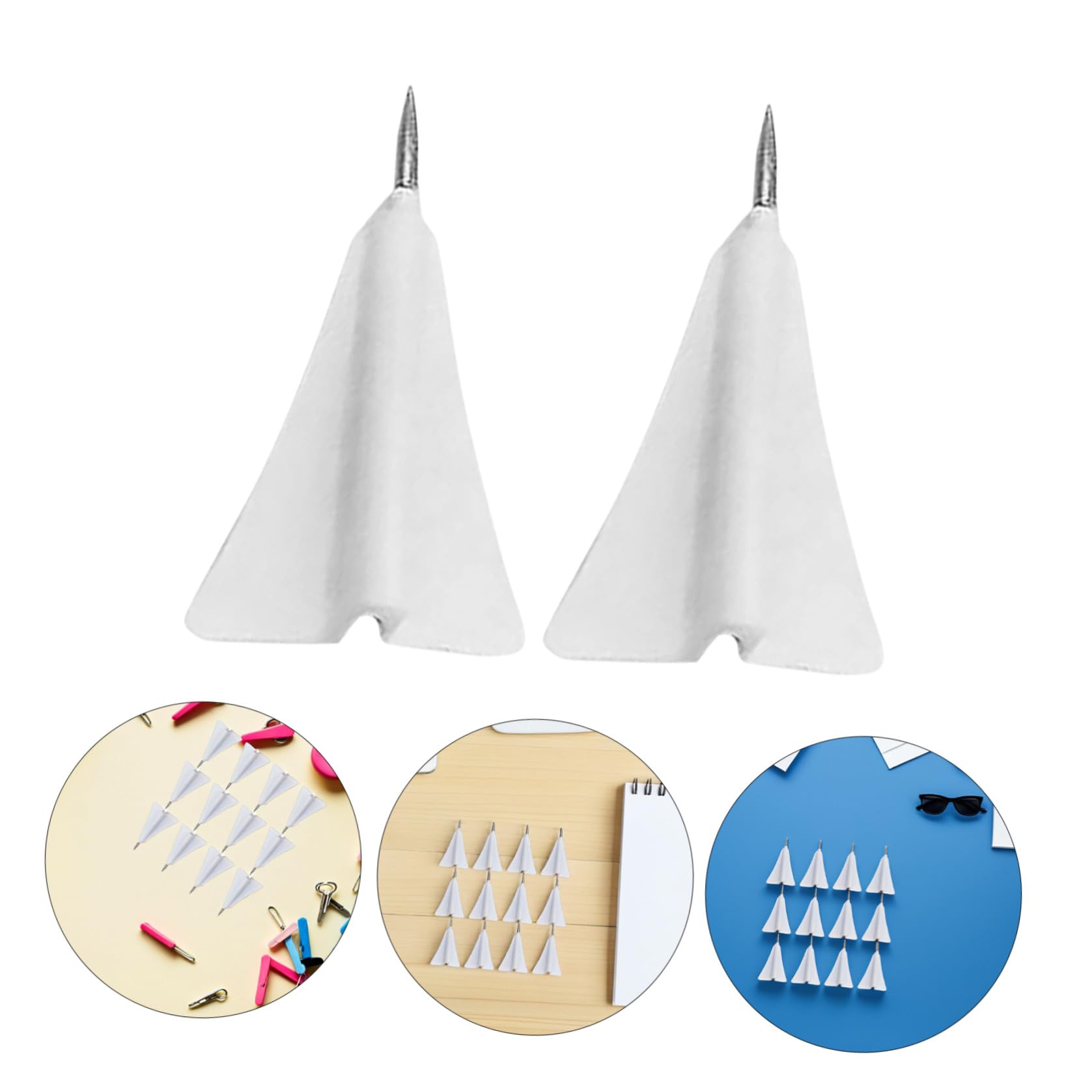 Punaises Avion 12Pcs Goupille de Poussée Remplaçable Blanc ABS Acier, pour Marqueurs de Carte et Tableau Liège, Décoration Murale Créative