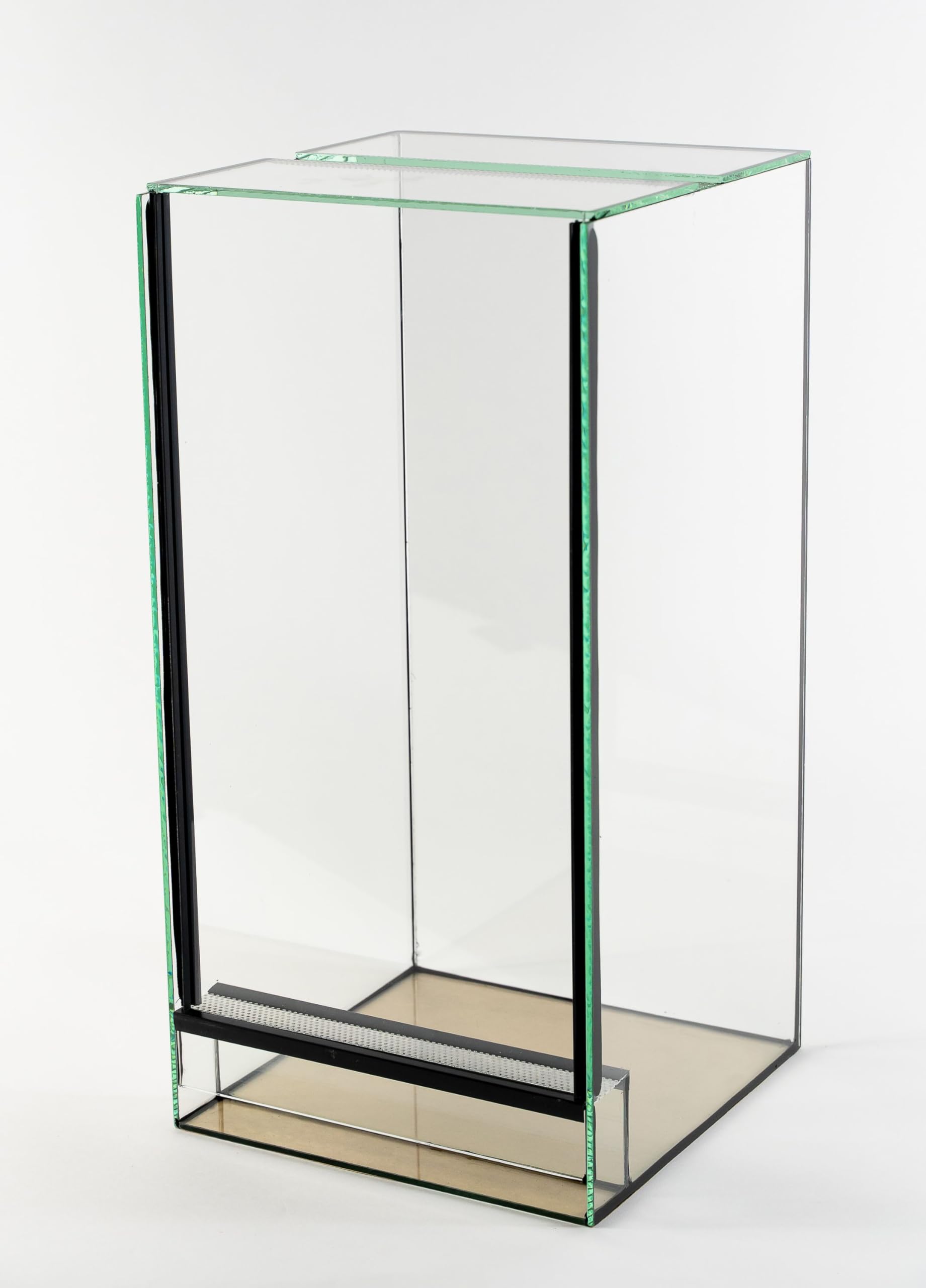 Terrario in vetro, 25 x 25 x 50 cm, con disco
