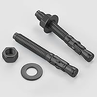 Vista 4 de 10 piezas sujetadores estándar de 3/8 x 4 pulgadas para servicio pesado anclajes de cuña negros para cemento y hormigón