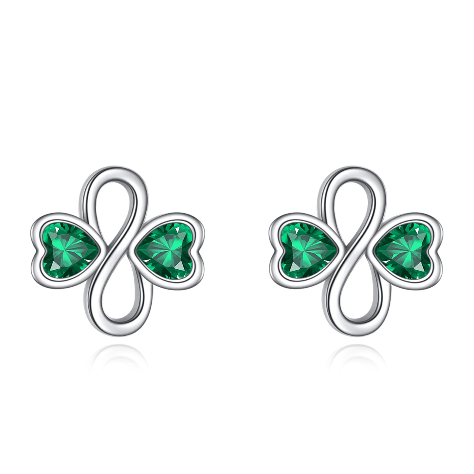 Orecchini Quadrifoglio Portafortuna In Argento 925 Con Zirconi - Gioielli VONALA Per Lei, Regalo Idea