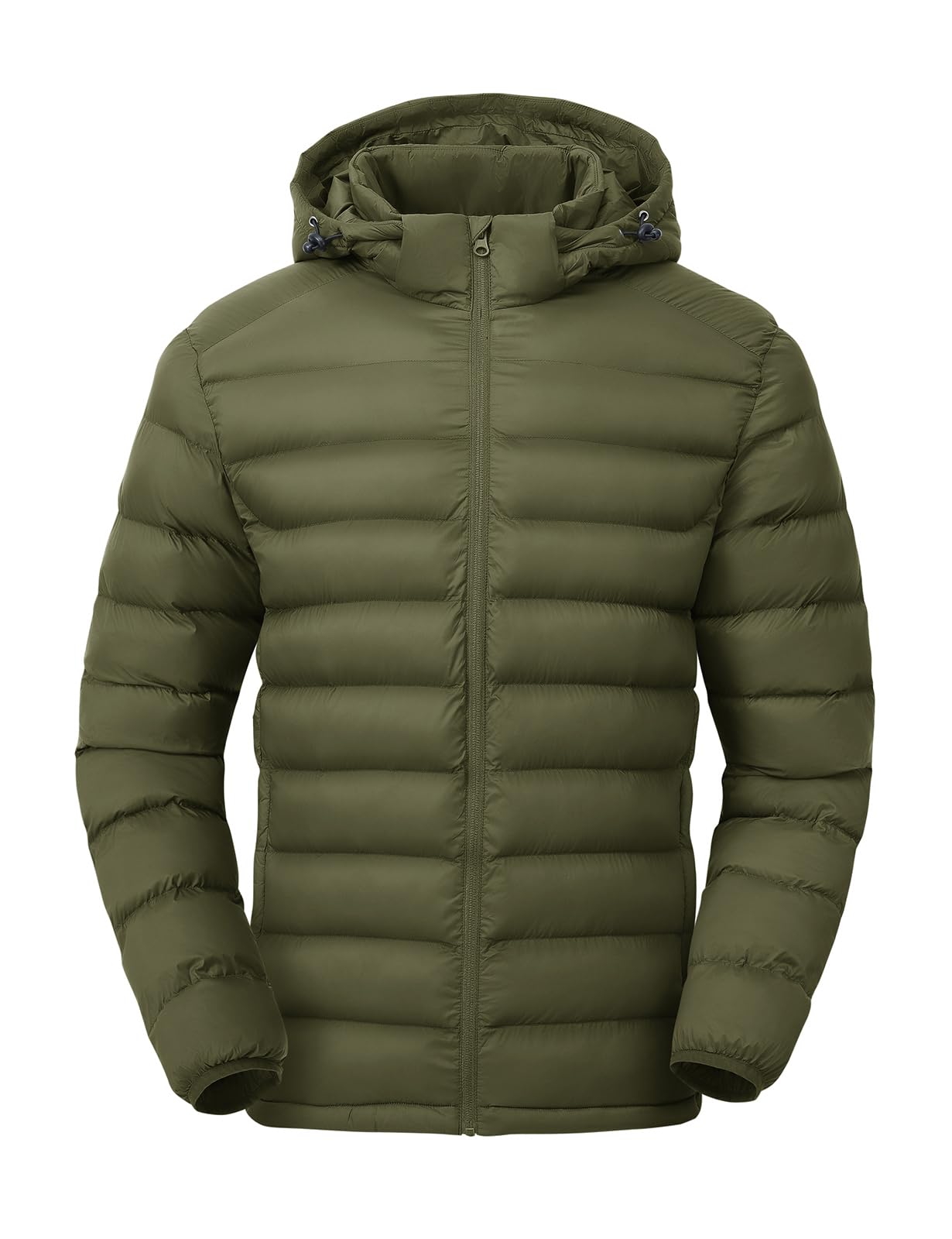 TBMPOY Men's Lightweight Puffer Jackets Detachable Hood Water-Resistant Casual Winter Coat Hooded Insulated for Travel Ski