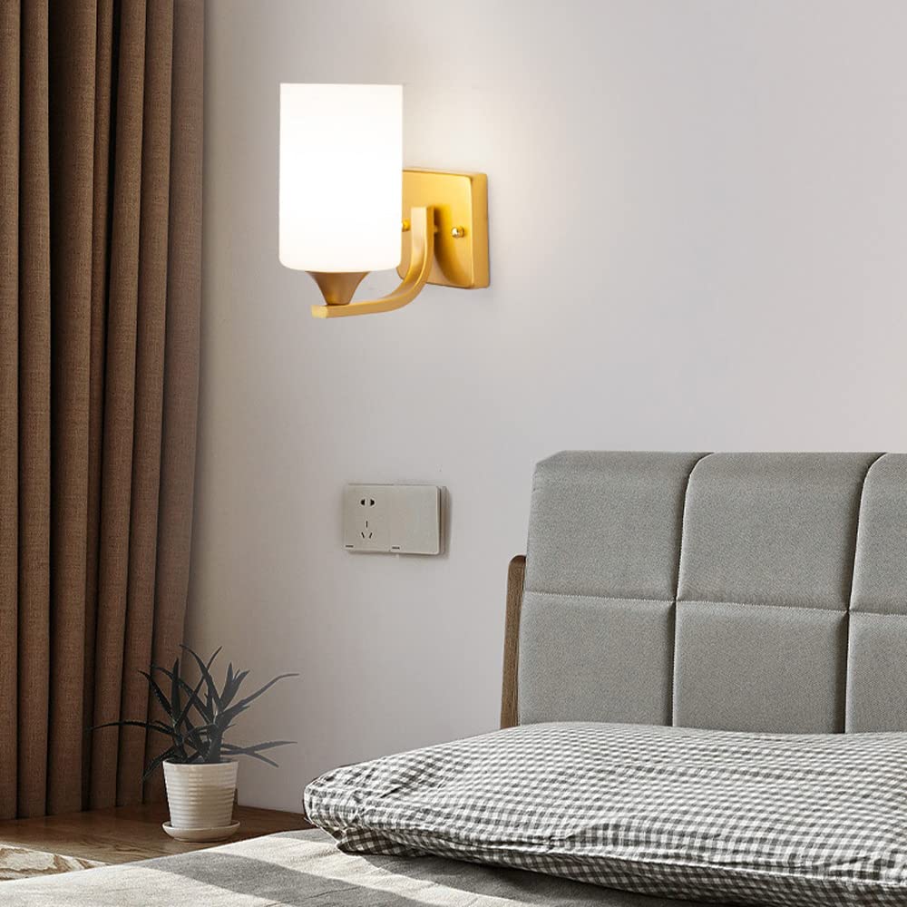 An Der Wand Befestigte Wandleuchte Moderne Zylindrische Glaslaterne Leuchte Schlafzimmer Nacht Leselampe Wandleuchte Leuchten Schminkspiegel Wandleuchten Für Home Restaurant/Gold