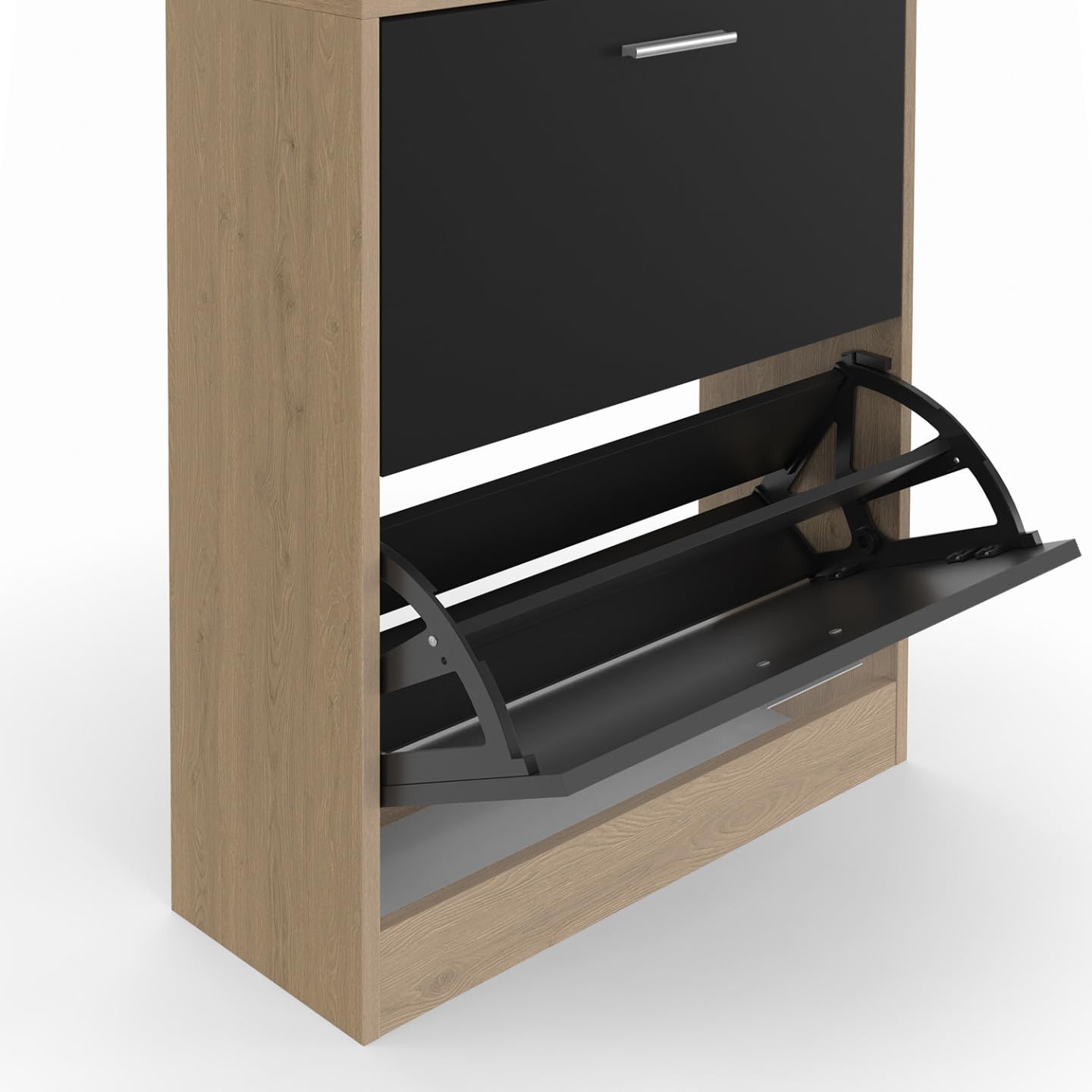 IDMarket - Vestiaire d'entrée KLARK Meuble Chaussures 2 Portes Effet Bois et Noir