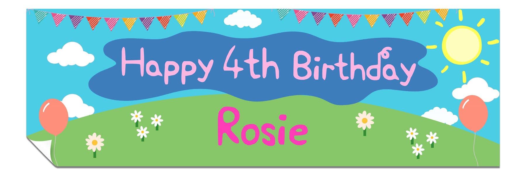 Panther Print Personalised Happy Birthday Banner for Girls & Boys - Kids' Party Decorations - Pig TV Show Theme - 1 x 3ft Small Banner — image 1