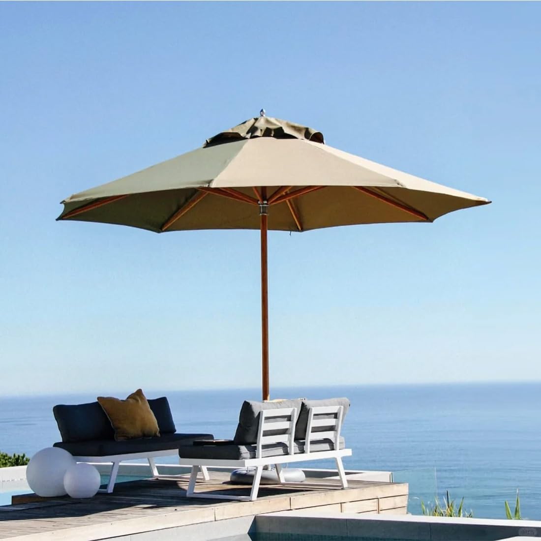 Générique Auvent de Rechange pour Parasol 200-400 cm pour 6/8 Baleines, Toile de Remplacement pour Parapluie de Table, Housses de Rechange pour Jardin, Résistante à la Décoloration, Noire