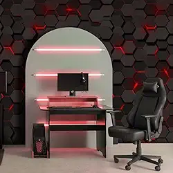 Papel de Parede Adesivo Geométrico Gamer Jogador Vermelho 0,50x1,50