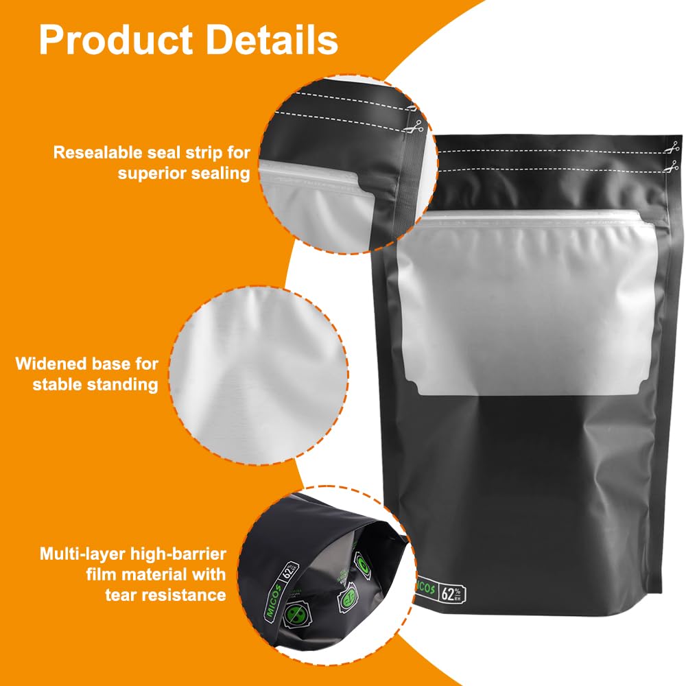 Terploc Grove Bags, 10 sztuk, 30 x 20 cm, worki Mylar, Dry Ferm Bag, wielokrotnego użytku worki nieprzepuszczające zapachów, worki na żywność z kontrolą wilgoci, ochrona przed promieniowaniem UV, na