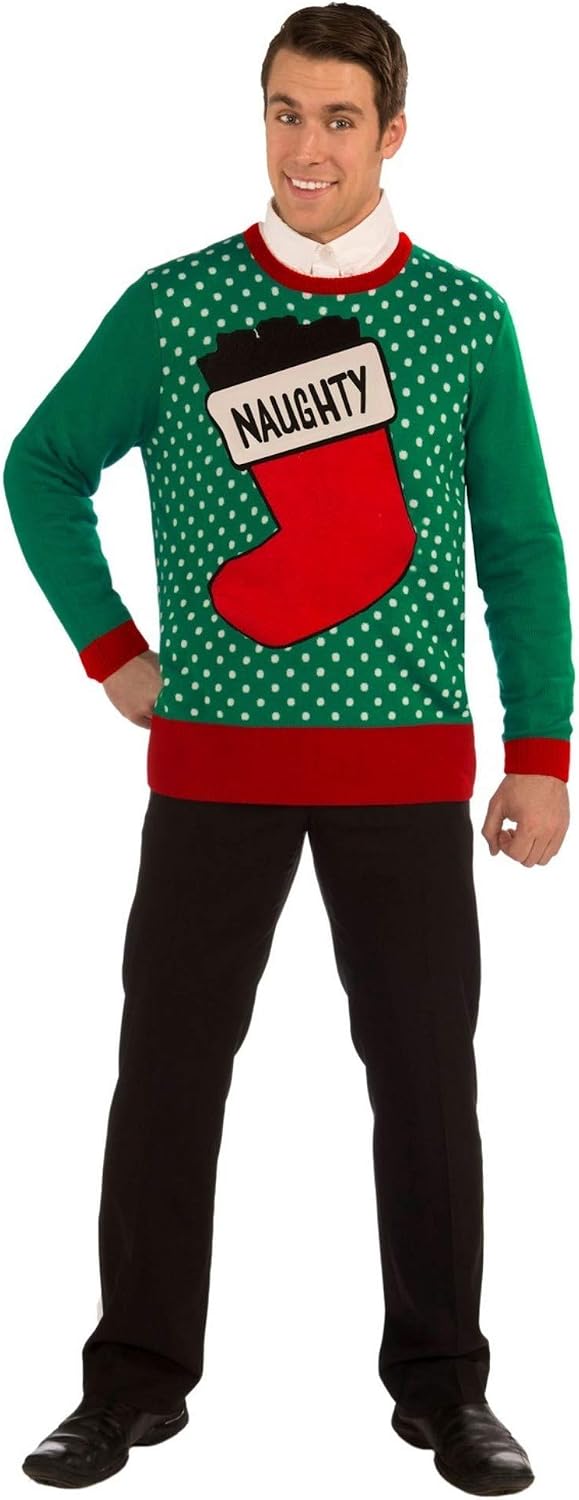Forum Novelties Adult Stocking Ugly Christmas Sweater, Naughty, Medium
