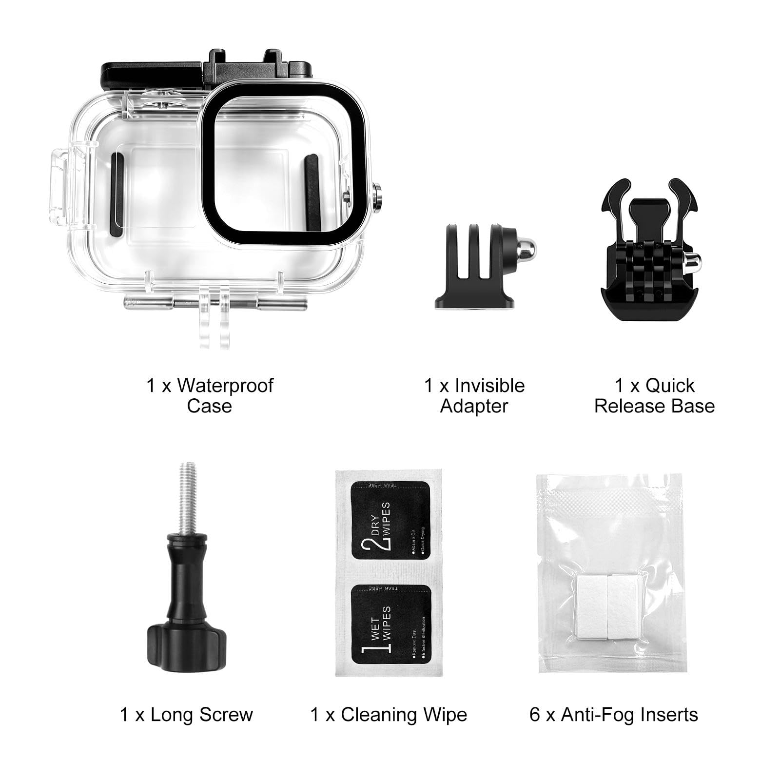 Funda de buceo para Go Pro Mission 1/1 PRO funda impermeable | Carcasa protectora subacuática de buceo profundo de 60 m para accesorios de cámara de acción