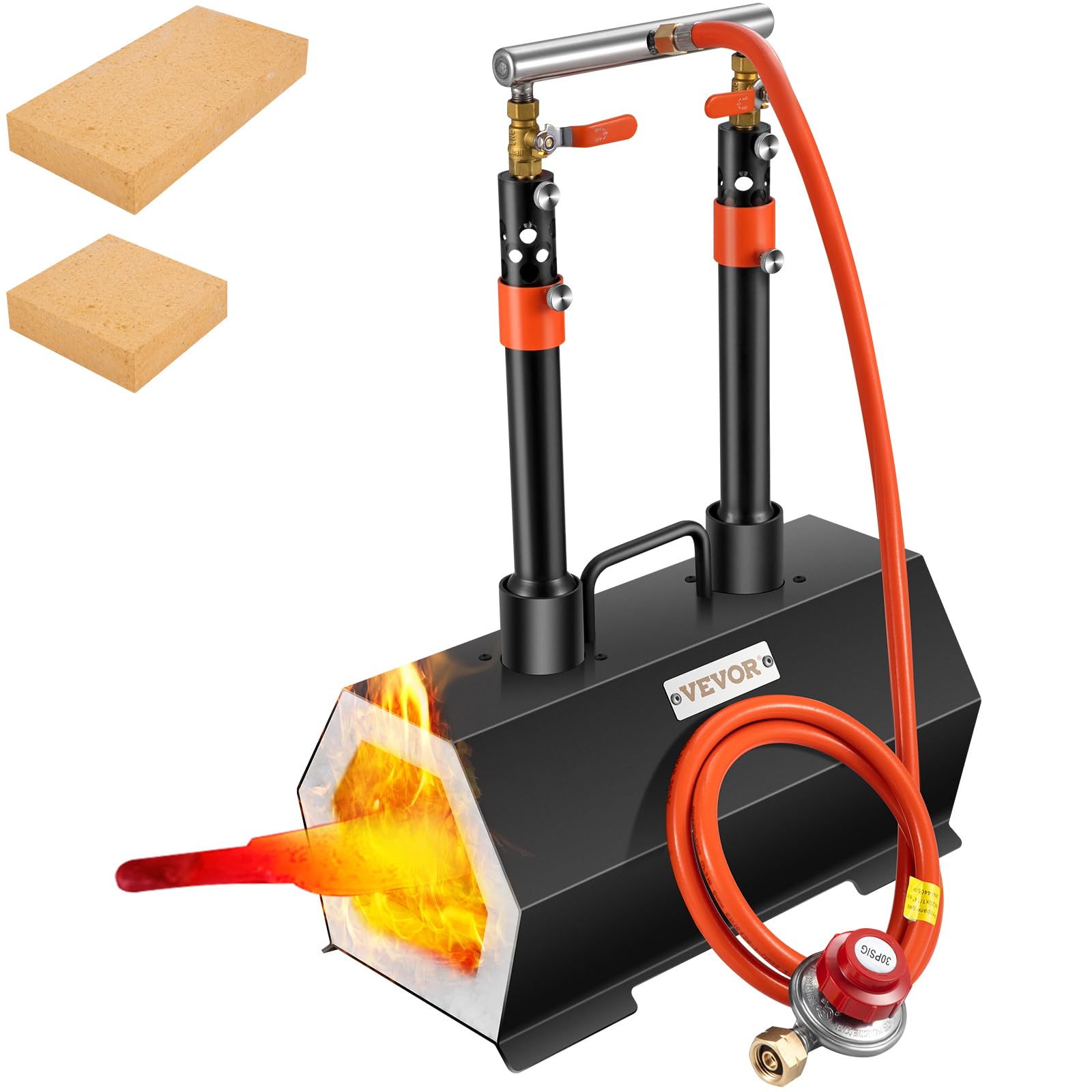 VEVOR Forgia a Gas Propano Doppio Bruciatore Esagonale per Coltelli Utensili da Garage Officina, Forgia a Gas Propano 2 Bruciatori Portabile, Forgia a Gas per Fabbricazione di Coltelli Max. da 1426 ℃