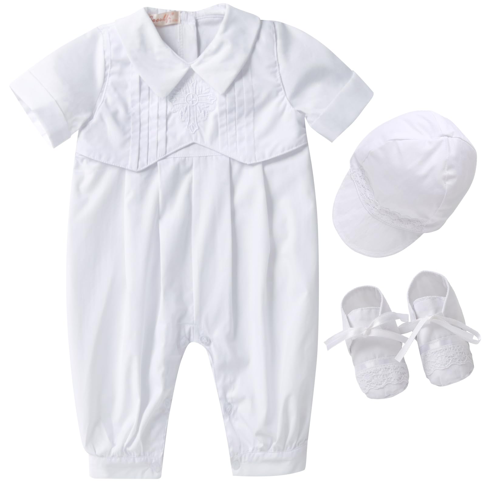 BooulfiBaptism Christening Outfits for Boys Easter White Romper Baby Romper Church Newborn Clothes