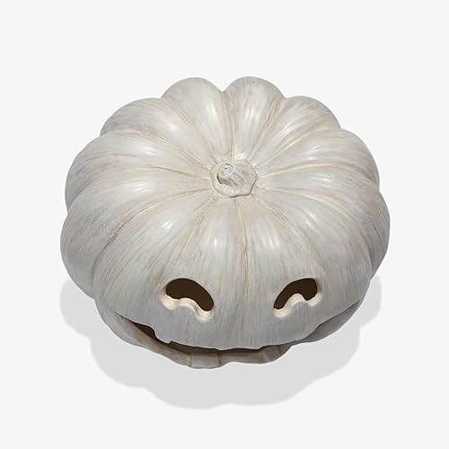 Miniatura 2 de Luminara Jack-o'-Lantern - Portavelas de calabaza Perfectamente pálido 10 x 6.75 pulgadas Cepillo seco de resina para Halloween, otoño, cosecha,