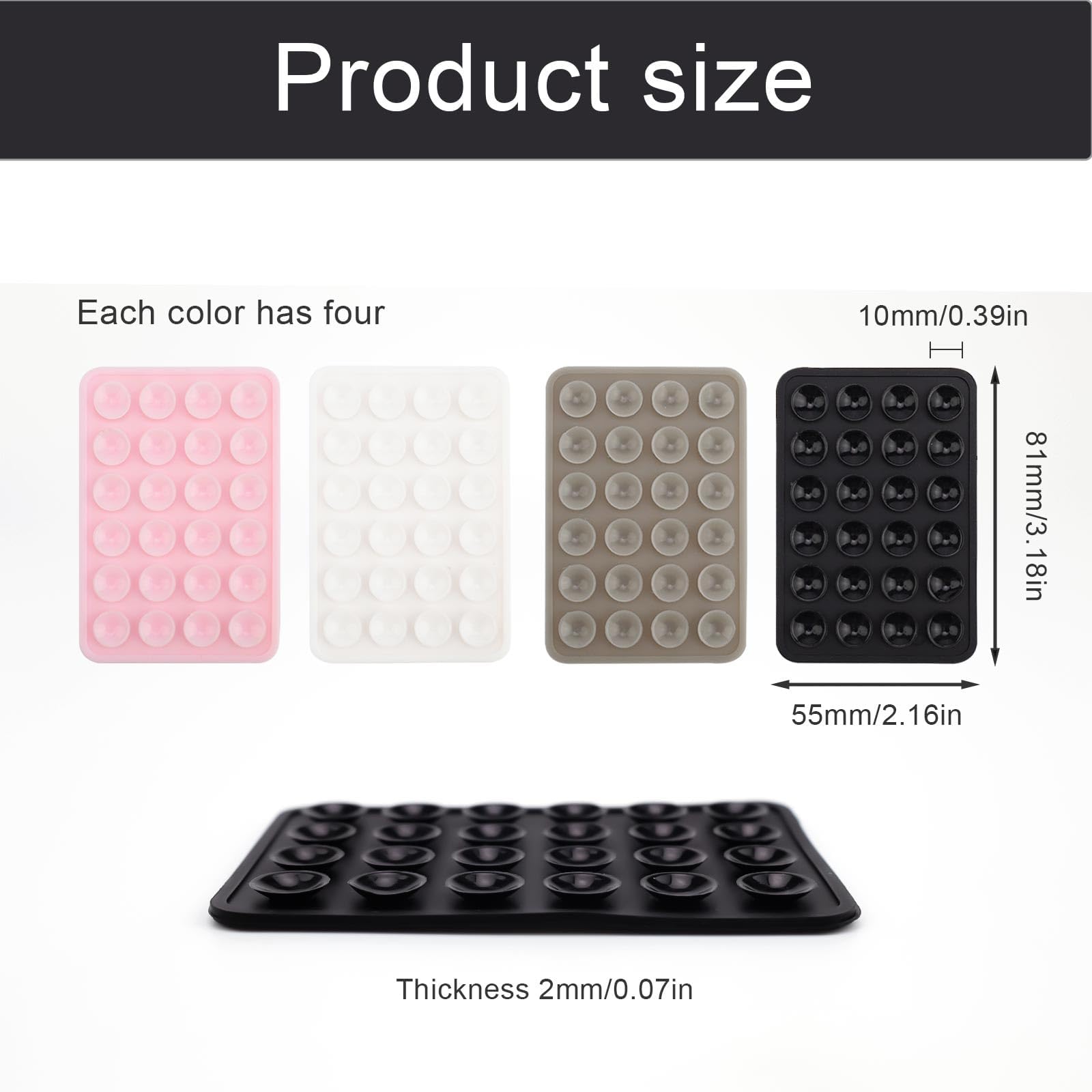 Support De Téléphone à Ventouse En Silicone - 24 Ventouses, Forte Adhérence - Pour Verre, Miroir, Tableau De Bord - Accessoire Mobile