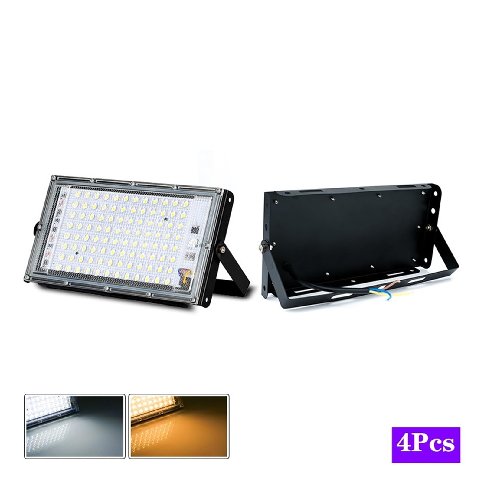 Zewnętrzne światło powodziowe 4 Sztuk/partia Led Światło Halonowe 50W 100W Reflektor Zewnętrzny IP65 Wodoodporna Lampa Uliczna LED Do Magazynu Garażowego Oświetlenie miejsca pracy(Warm White,100W)