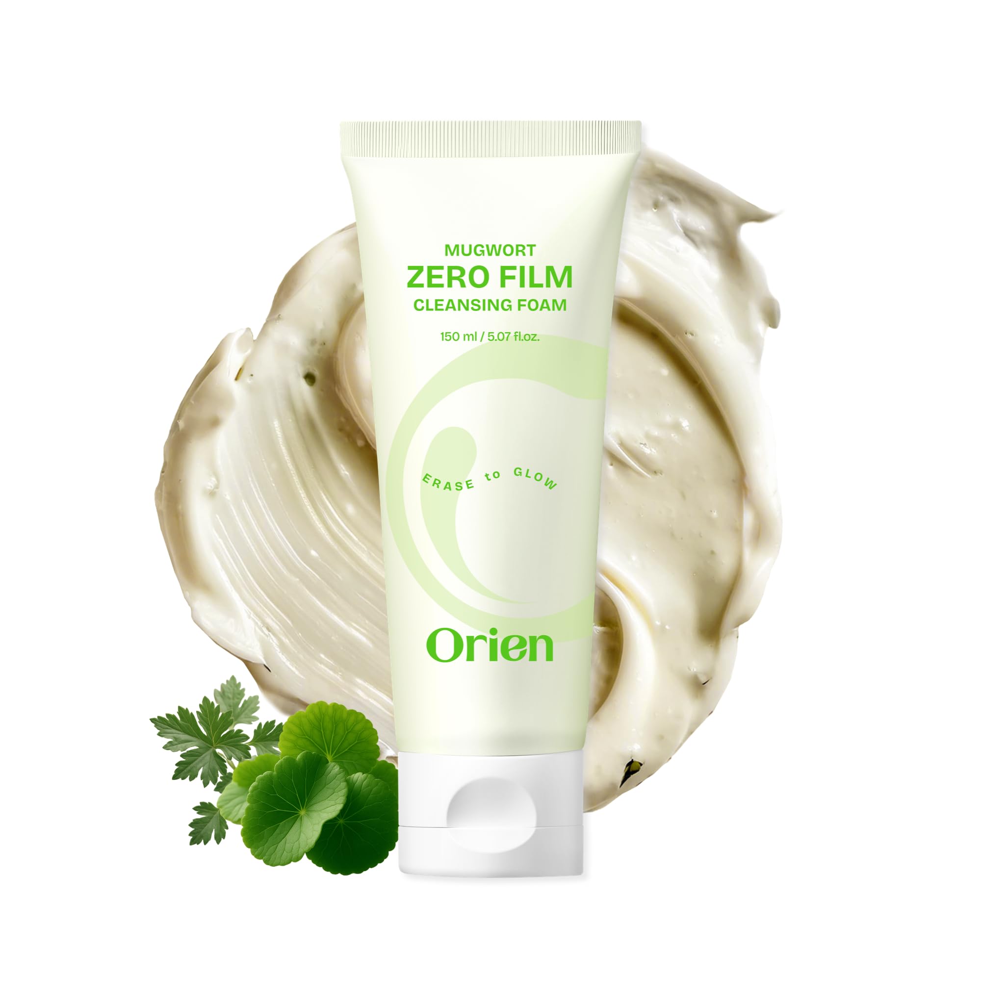 Orien Mugwort Zero Film Cleansing Foam 5.07 fl.oz, 150ml ㅣDaily Makeup Blackhead Removal No pore clogging Korean skincare double cleansing