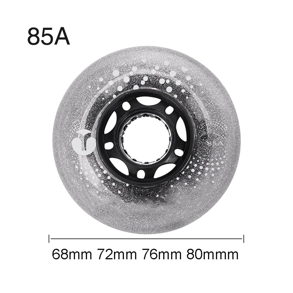 Lot de 8 Roues Lumineuses pour Rollers en Ligne, 68 mm, 72 mm, 76 mm, 80 mm, 85 A, avec LED Clignotantes