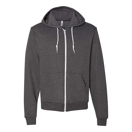 American Apparel Flex Fleece Unisex Full-Zip Hoodie, XS, Dark Heather Grey
