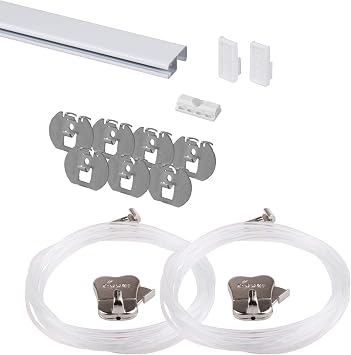 STAS Art Hanging System for Drywall - drywallXpress White 150 cm - Complete kit, incl. 2 Cords 150cm with 2 Hooks