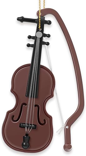 Poen Mini adorno de violín para árbol de Navidad, decoración colgante de Navidad, adornos de instrumentos musicales, decoración de violín pequeño,