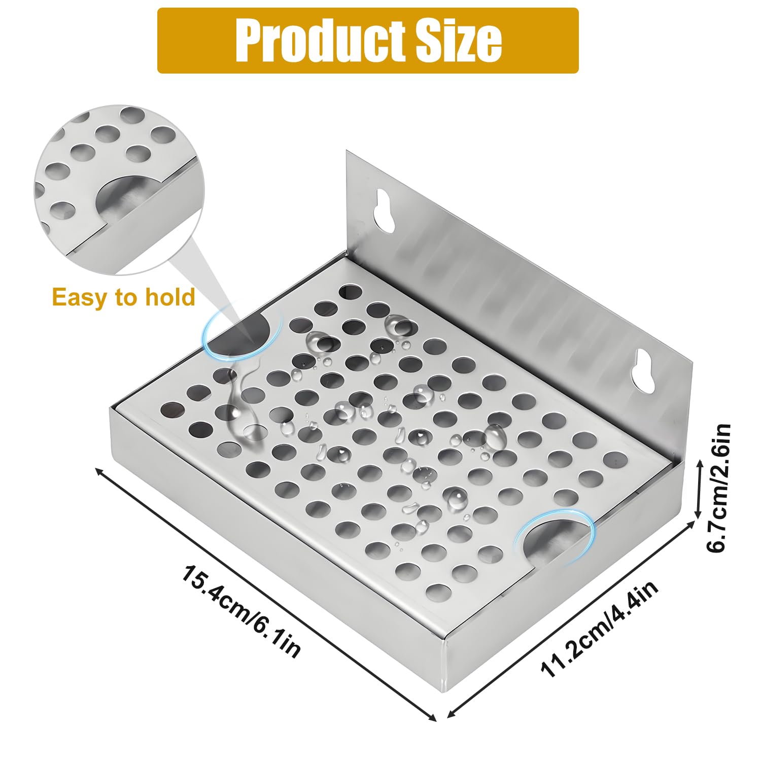Plateaux D'égouttement de Bière, 15.4 x 11.2 x 6.7 cm Plateau D'égouttement Mural en Acier Inoxydable pour Fût de Bière Pression en Métal, Tour de Bière en Métal pour Restaurants, Cuisines et Bars
