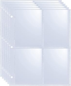50 Pack 400 Pockets 2.5x3.5 Trading Card Sleeves,A5 Binder 4 Pocket Card Sleeves,Double-Sided 4 Pocket 6.1x7.6 Page Protector,Ultra-Clear Game Card Sheets for A5 Mini 3 Ring Binder