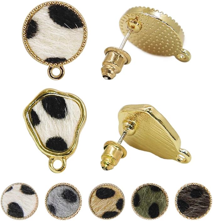 Amazon カン付き ファーピアスパーツ ラウンド 変形 スタッドピアスアクセサリーパーツ ハンドメイド キャッチ付き アニマル柄 ダルメシアン柄 レオパード 2個 1ペア 1143 ピアス 通販