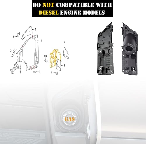 Miniatura 5 de Puerta de bisagra de carcasa de bolsillo de llenado de combustible compatible con Ford Transit Van 2015-2023 Reemplazo # CK4Z-5427936-A,