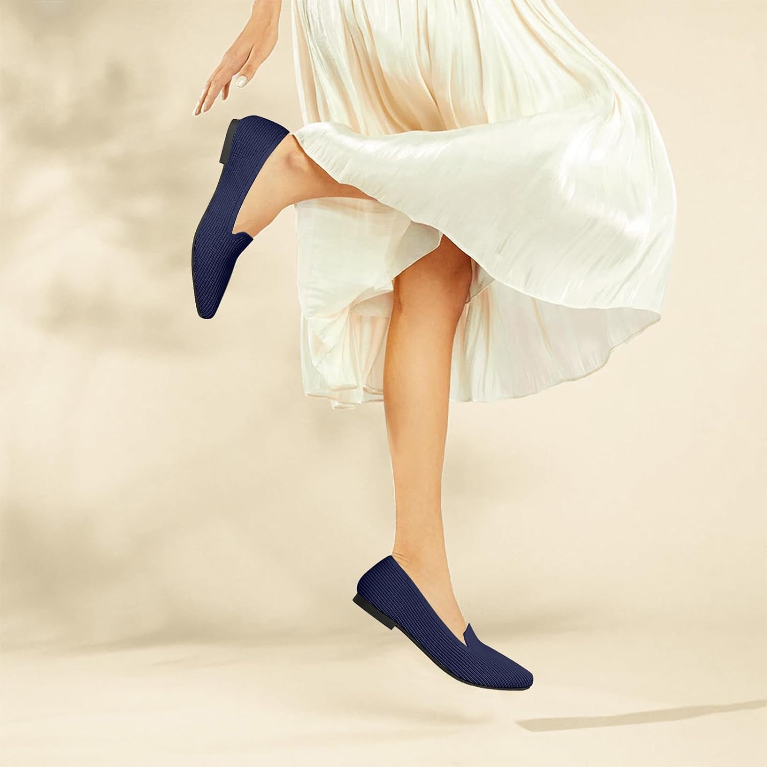 Women's Flats Shoes Pointed Toe Knit Washable Ballet Comfortable Dressy Work Flat - Image 3