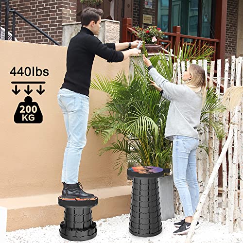 Image of ALEVMOOM Upgraded Portable Collapsible Folding Stool Retractable Telescoping Stool for Adults Sturdy Capacity 440lbs Camping Chair for Outdoor Hiking Garden BBQ