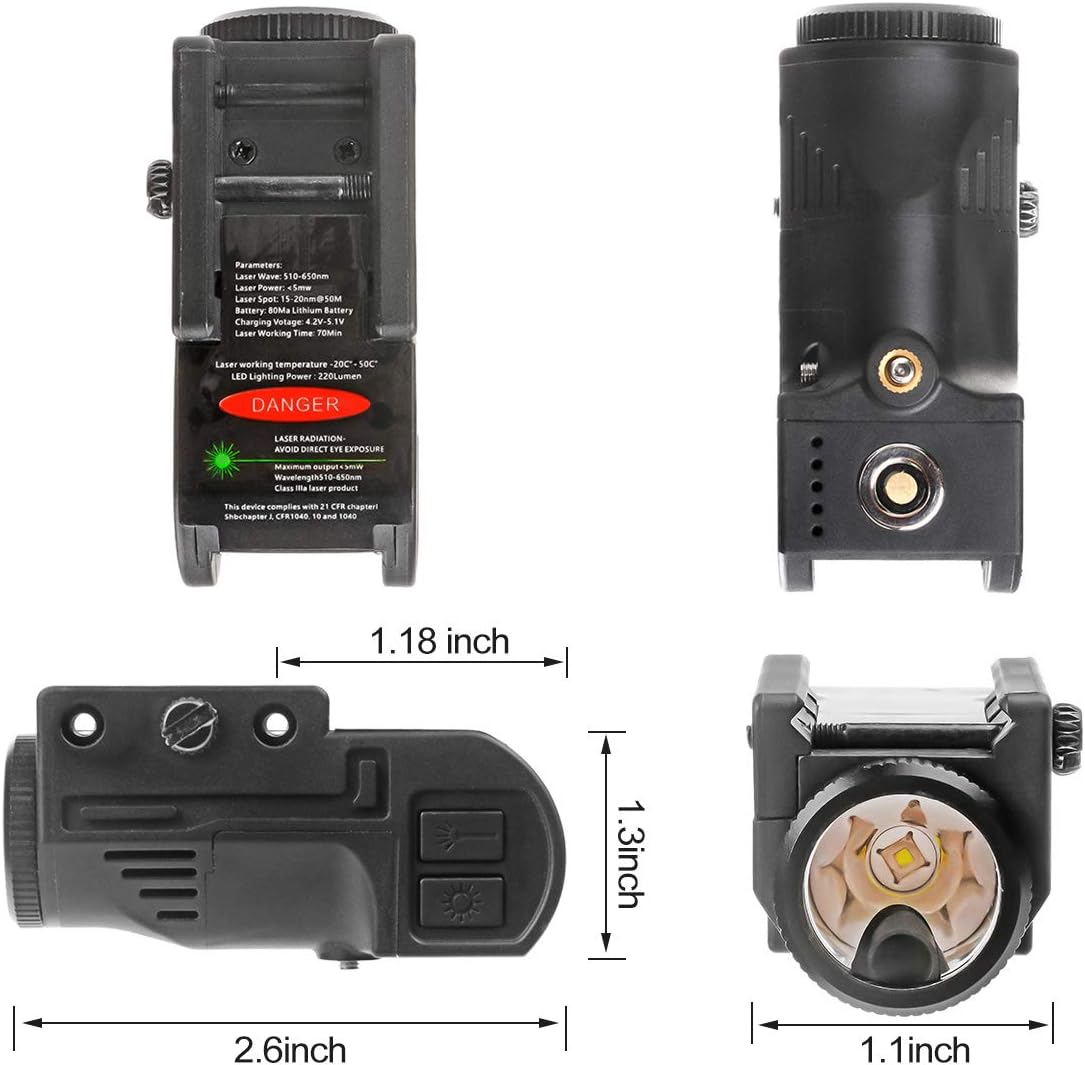 Lasercross CL105 New Magnetic Charging Internal Green Laser Sight & Flashlight Laser Combo with Rechargeable Battery Inside,Used for Most of Handguns and Rifles Built with 20mm Picatinny Rails : Sports & Outdoors
