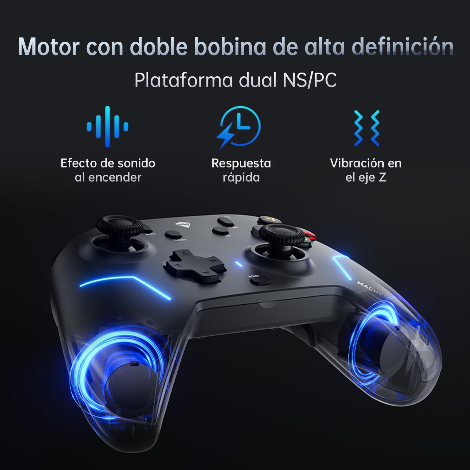Makenike G6V2 Mando, 2 motores de bobina móvil HD, joystick TMR con par ajustable, 2 gatillos TMR, botones ABXY fácilmente intercambiables, 4 botones programables, 1000 Hz, 1200 mAh (Blanco)