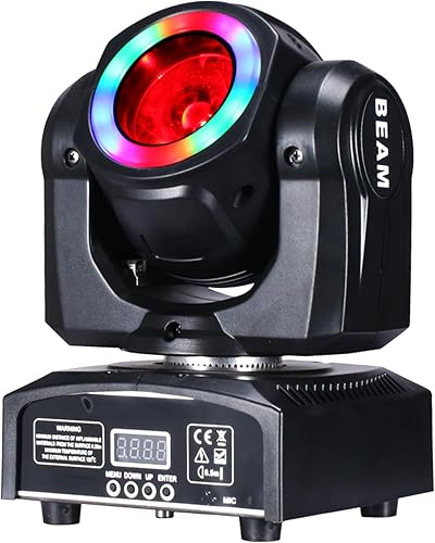 Luces de cabeza móvil de 60 W, luces LED de escenario, haz RGBW, tira de ciclo de halo para DJ, activación de sonido DMX 512 para eventos, fiestas,