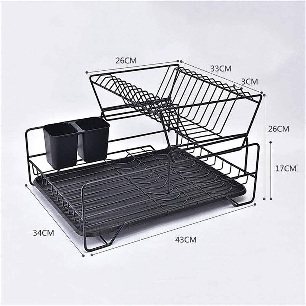 Escurreplatos blanco – Escurridor de platos y escurridor de platos que ahorra espacio con soporte para platos y portavasos multifuncional para encimera de cocina (tamaño: 43 x 34 cm)