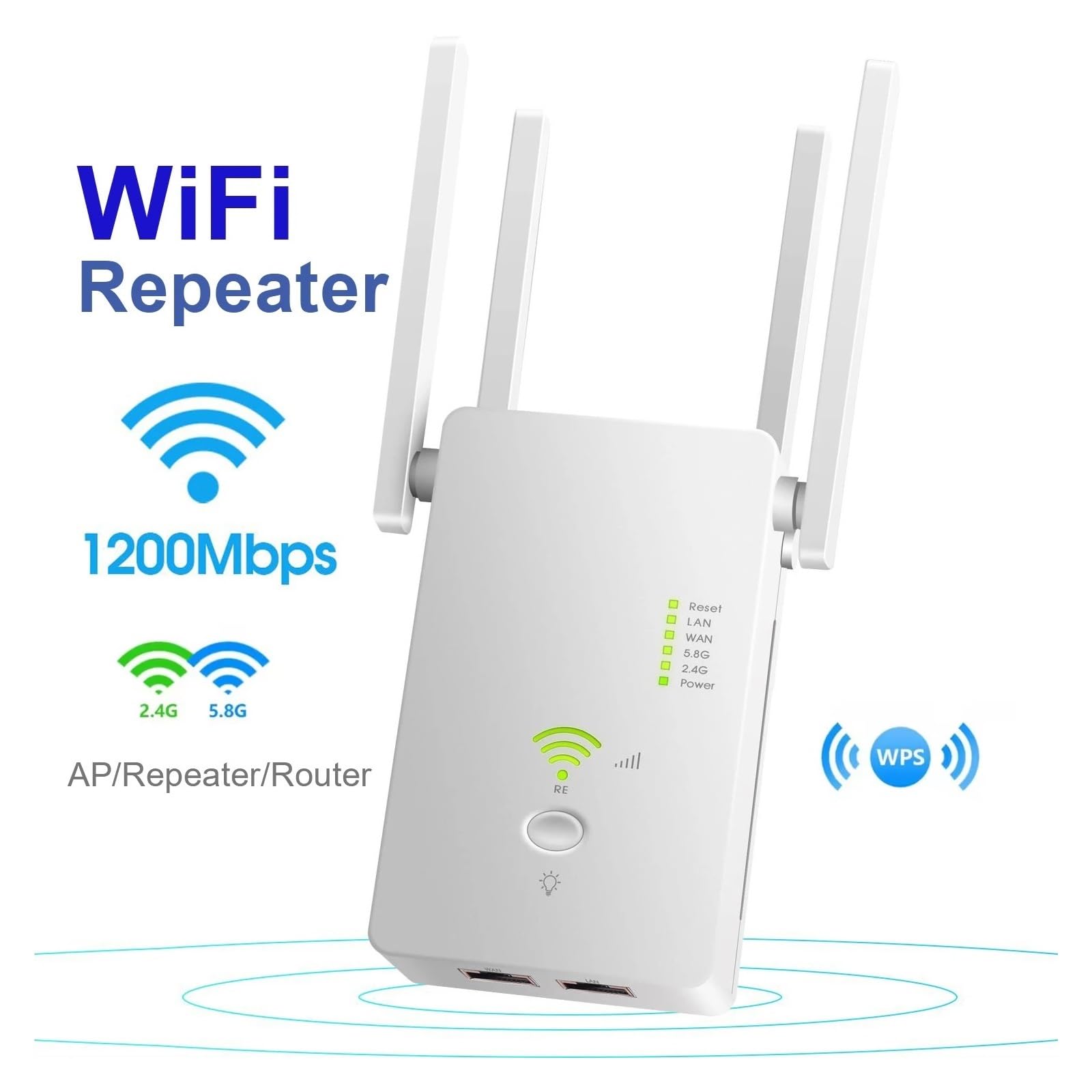 Ripetitore/router/AP WiFi 5G Wireless, Amplificatore Di Segnale A Doppia Banda, Punto Accesso Wi-Fi 802.11AC A Lungo Raggio Da 1200 Mbps Copertura più ampia