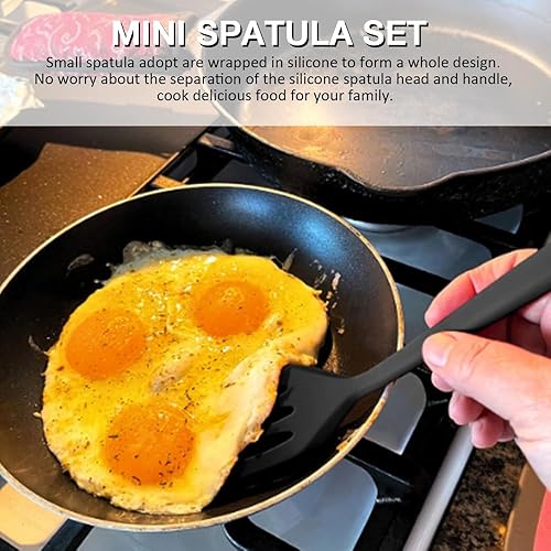 Miniatura 6 de Juego de 4 espátulas pequeñas de silicona para servir, mini espátula de silicona para uso en cocina, espátulas pequeñas para huevos, bistec,