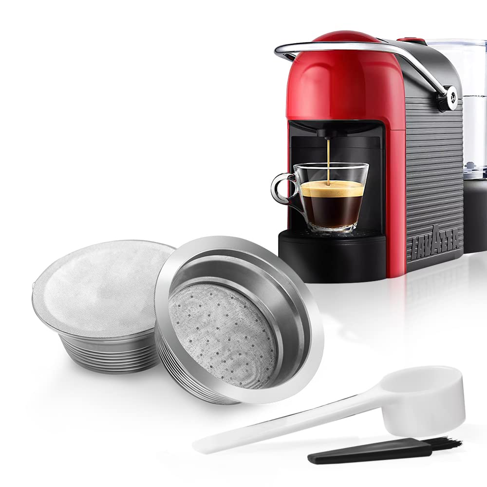 Shuiyuan benfuchen Stainless Steel Reusable Refillable Coffee Capsules Compatible with LAVAZZA A MODO MIO Coffee Cup Filter with 60pcs Aluminum Foil