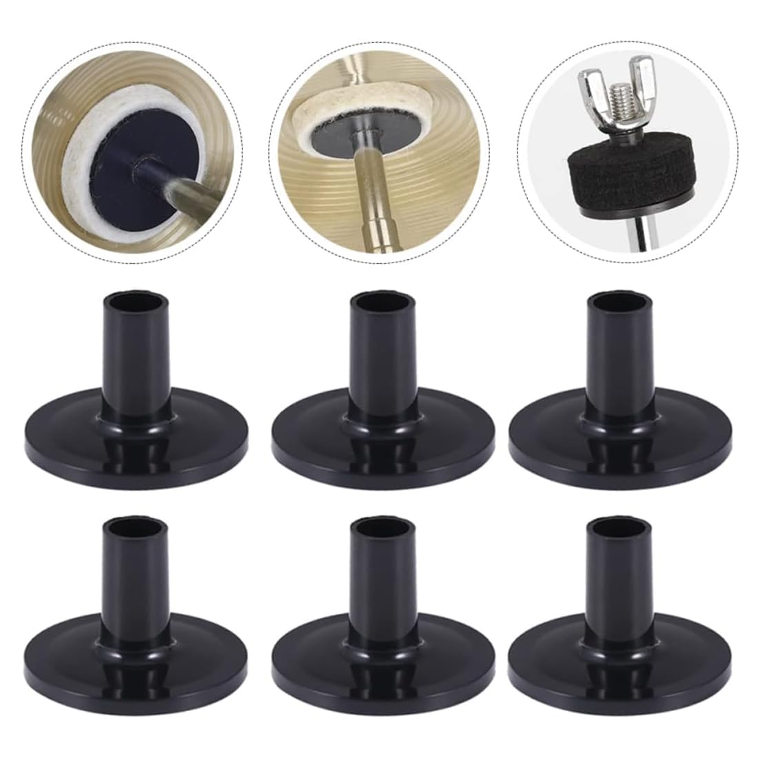 Manchons De Cymbale En Plastique Noir – 20 Pièces, Pour Supports De Cymbales De Batterie, Protection - 3