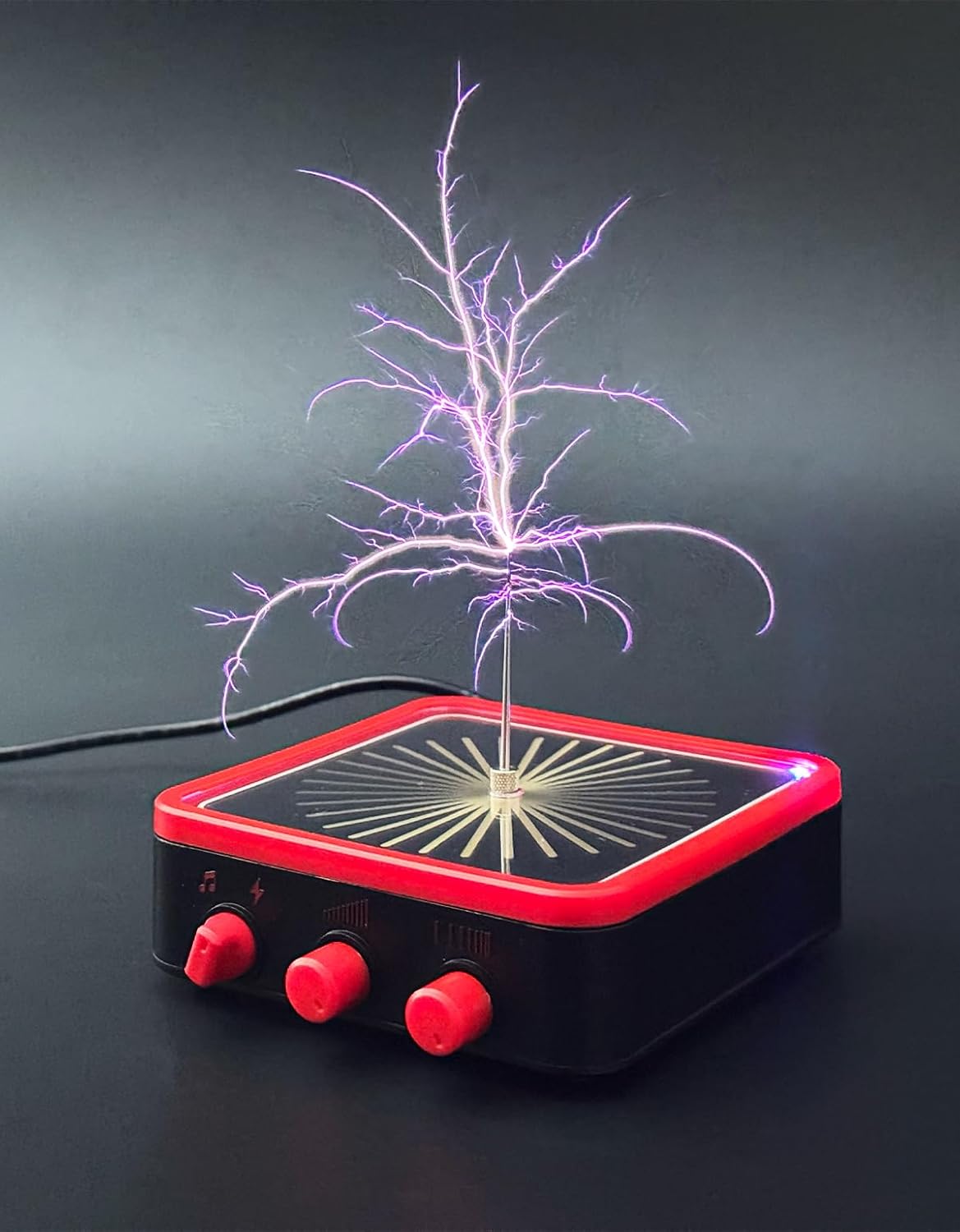 WARDENCLYFFE Tesla Coil 10MINI Red Compact Classic Tesla Coil, Dual-Knob Control, 10 cm(3.9 inches) Arc, Desk Display and STEM Gift