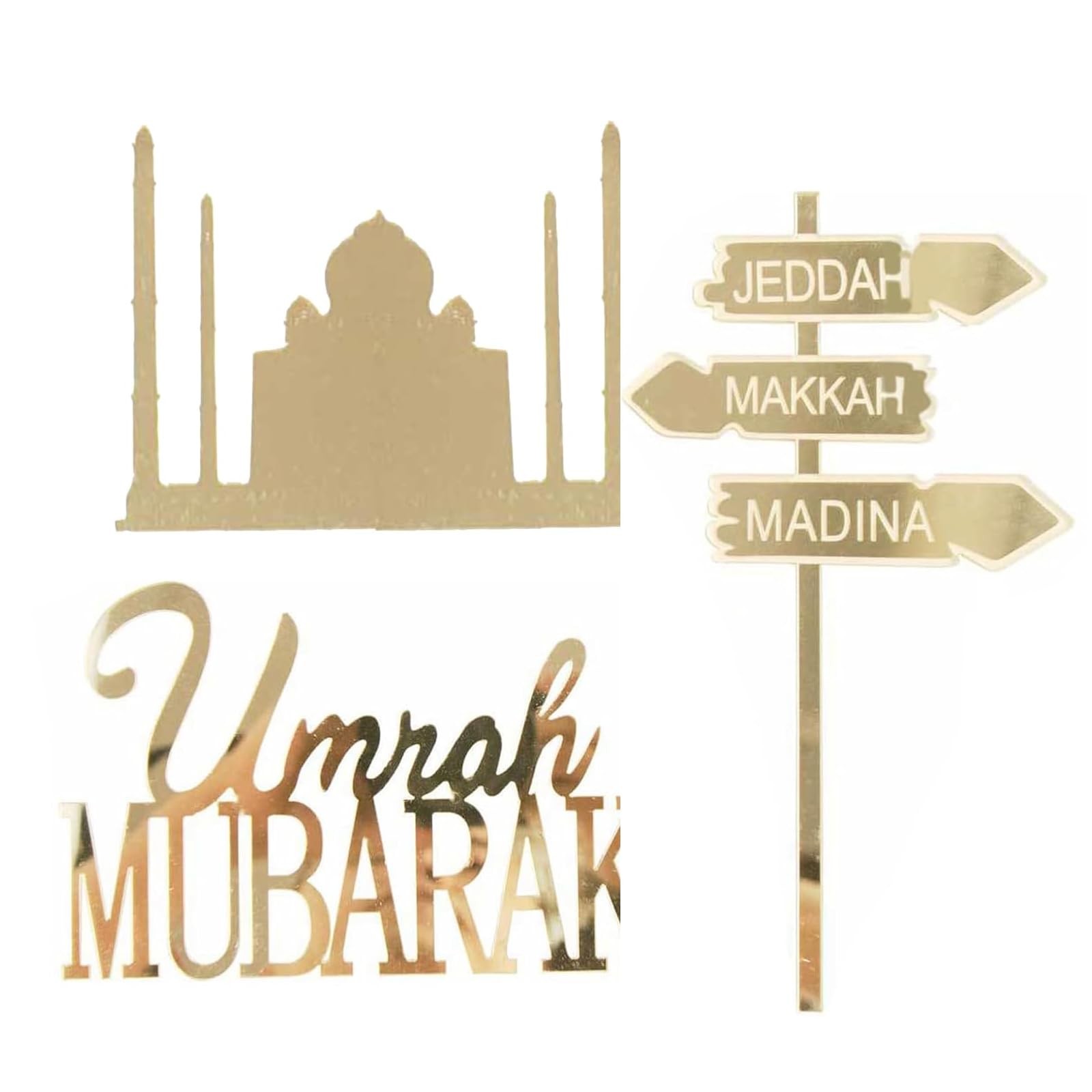Umrah Mubarak Cake Topper, 3PCS Set including Letters