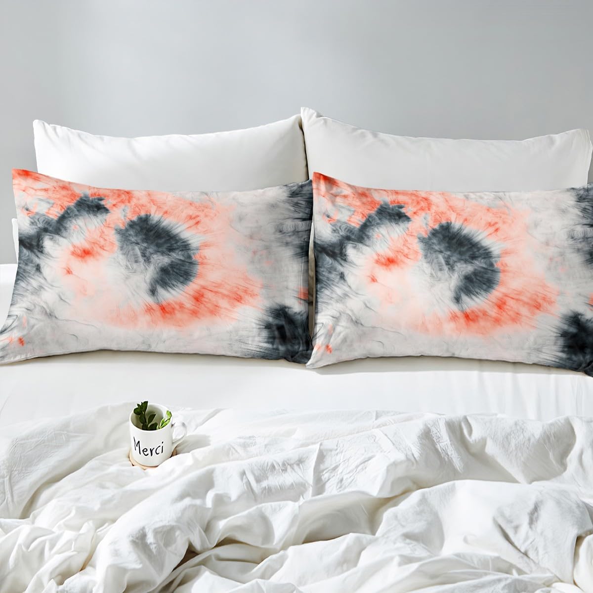 Erosebridal Tie Dye Fitted Grey Bed Sheets Abstract Pattern Room Decortion Bedding Set with Deep Pocket (1 Fitted Sheet 1 Top Sheet 2 Pillow Cases),Full, Multi 093, (JCX10816XXY-CLB_USf)